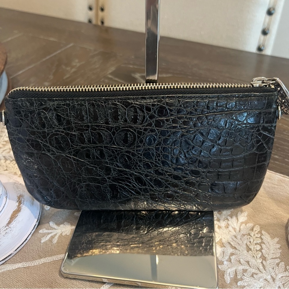 Brighton Elegant Black Crocodile-Embossed Bag - Clutch or Crossbody - Picture 4 of 7